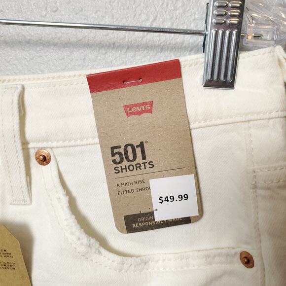 NWT LEVI'S White Distressed Shorties Jean Shorts - Picture 2 of 9